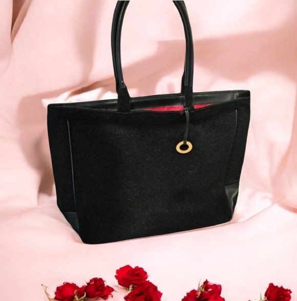 Handbags - Givenchy Parfum Wool Elegant Black Tote Bag With Slik Red Lining